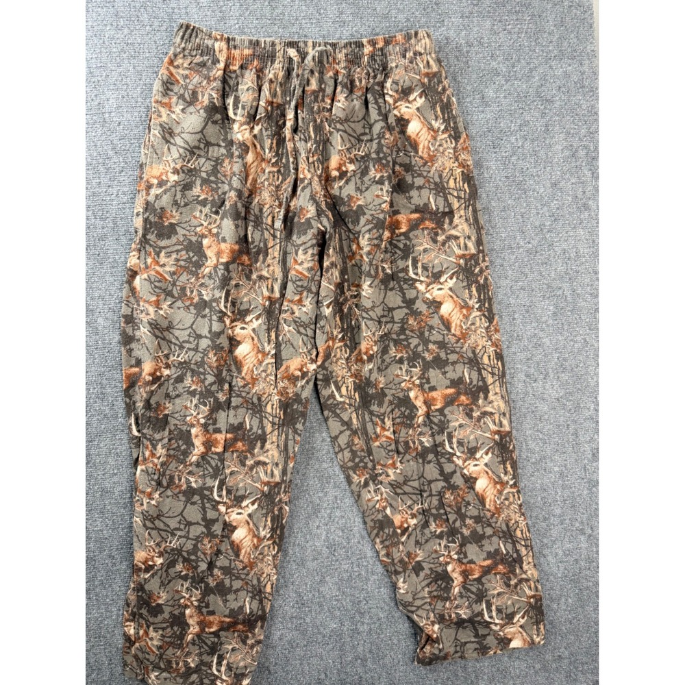 Rustic Ridge Mens XL Flannel Pajama Pants Deer Camo Lounge Sleepwear Brown